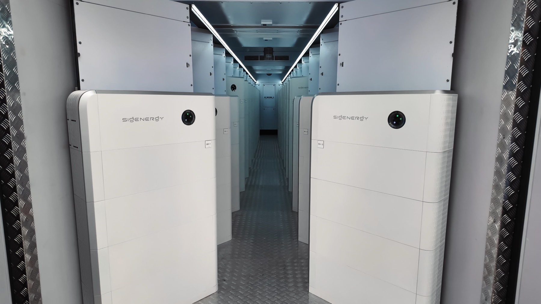 Row of Sigenergy battery cabinets inside a South Ocean container