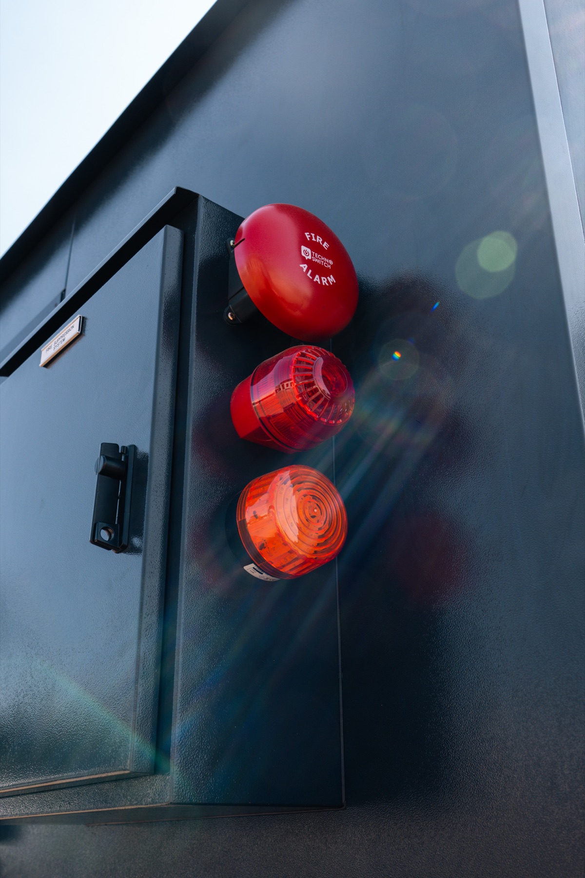 Fire alarm and suppression detail on a containerised energy unit