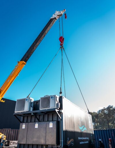 A crane moving a container