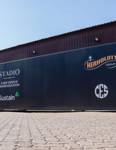 Stadio, Sustain, and Herholdt's branded container