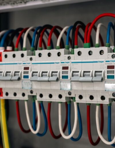Close up of neatly connected electrical wiring