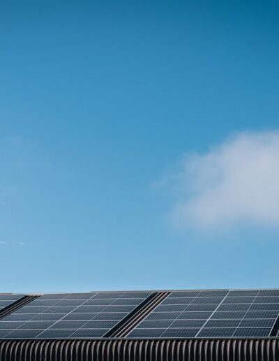 Solar panels under a blue sky