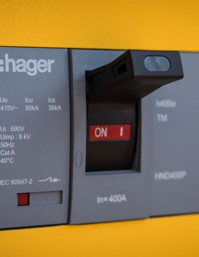 Close-up view of hager switch
