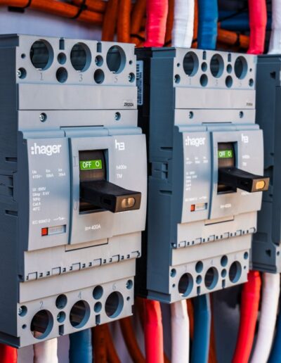 Close-up of hager switches